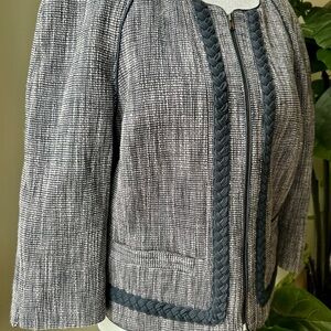 J Crew Dark Blue tweed suiting  jacket - size 12
 
85% Cotton
15% Polyester